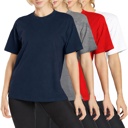 Navy & Charcoal & White & Red XL Women's 4-Pack Casual Crew Neck T-Shirt Tee (S-3XL)